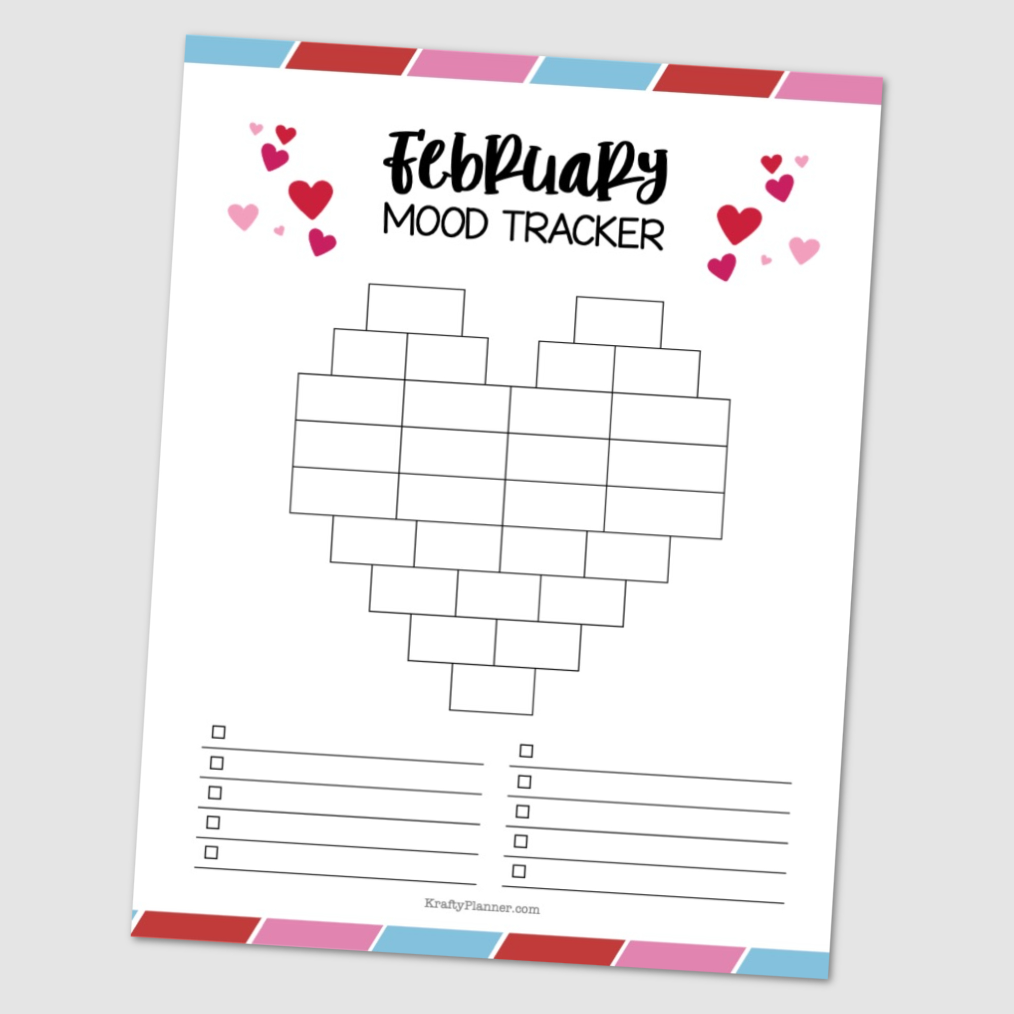 February Mood Tracker Heart {Free Printable} — Krafty Planner regarding February Mood Tracker Printable
