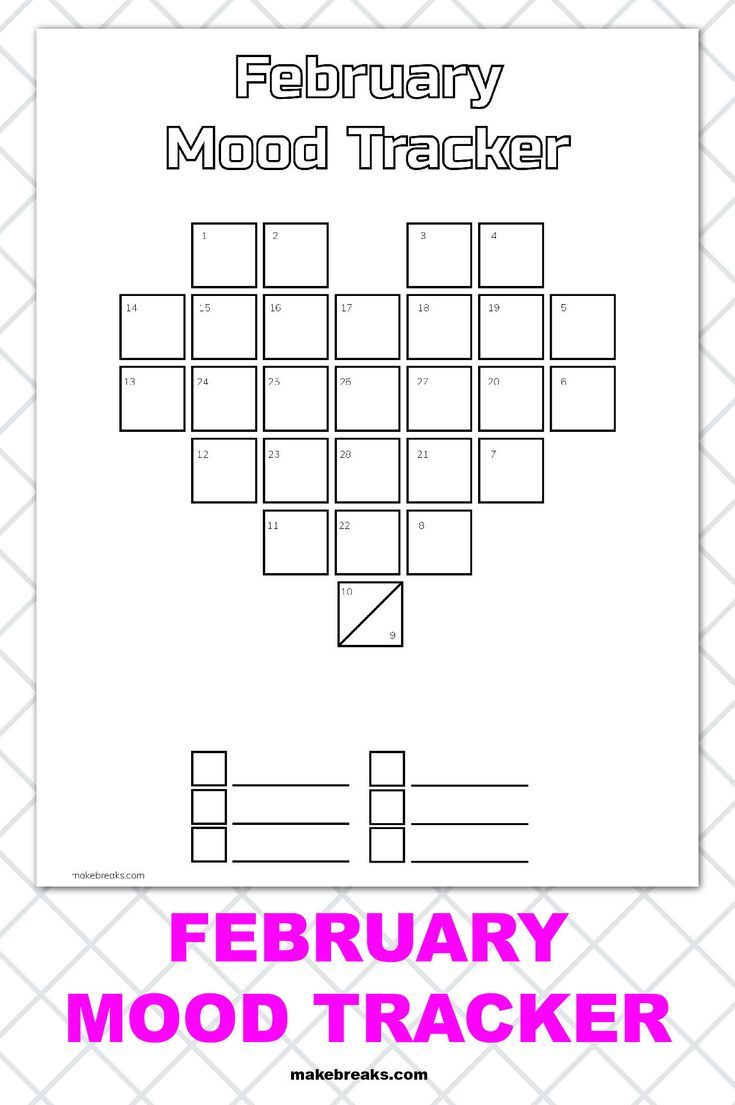 February Pixel Heart Mood Tracker - Make Breaks for February Mood Tracker Printable