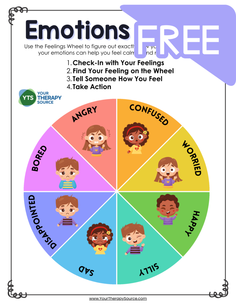 Feelings Wheel For Kids - Free Printable - Your Therapy Source with regard to Printable Managing Emotions Kids Children