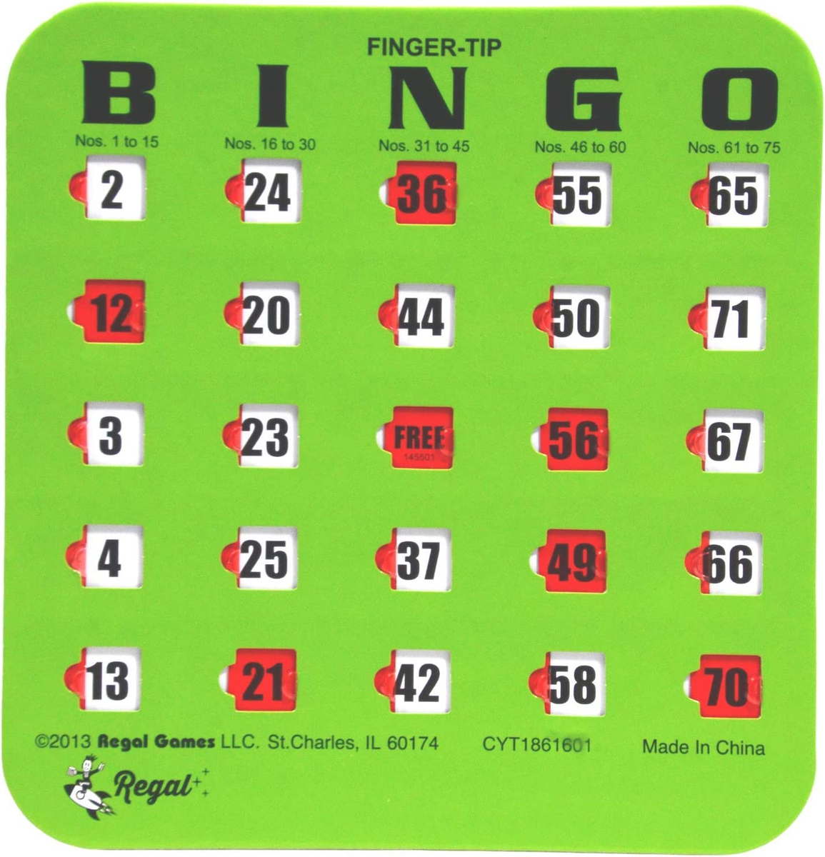 Finger-Tip Shutter Slide Bingo Cards - 10 Pack - Green - Perfect regarding Finger Tip Bingo Cards
