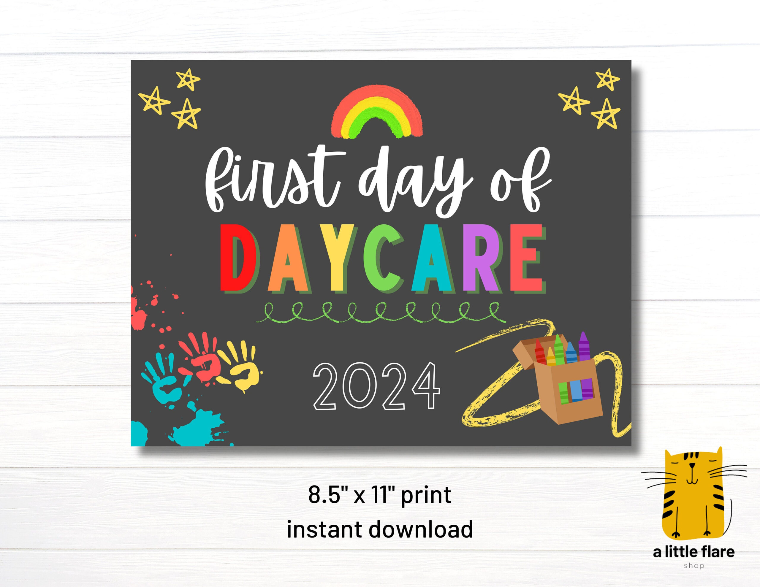 First Day Of Daycare Sign, Printable Daycare Sign, Instant with regard to First Day of Daycare Sign Free Printable