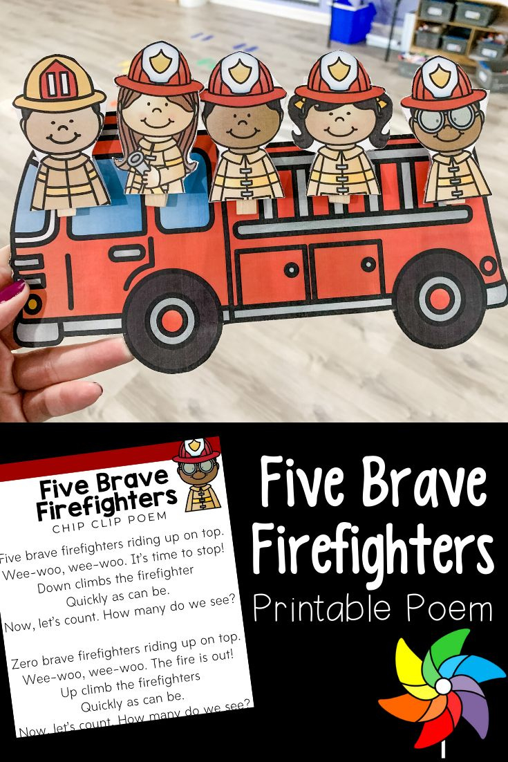 Five Brave Firefighters - Community Helper Poem intended for Five Little Firefighters Poem Printable