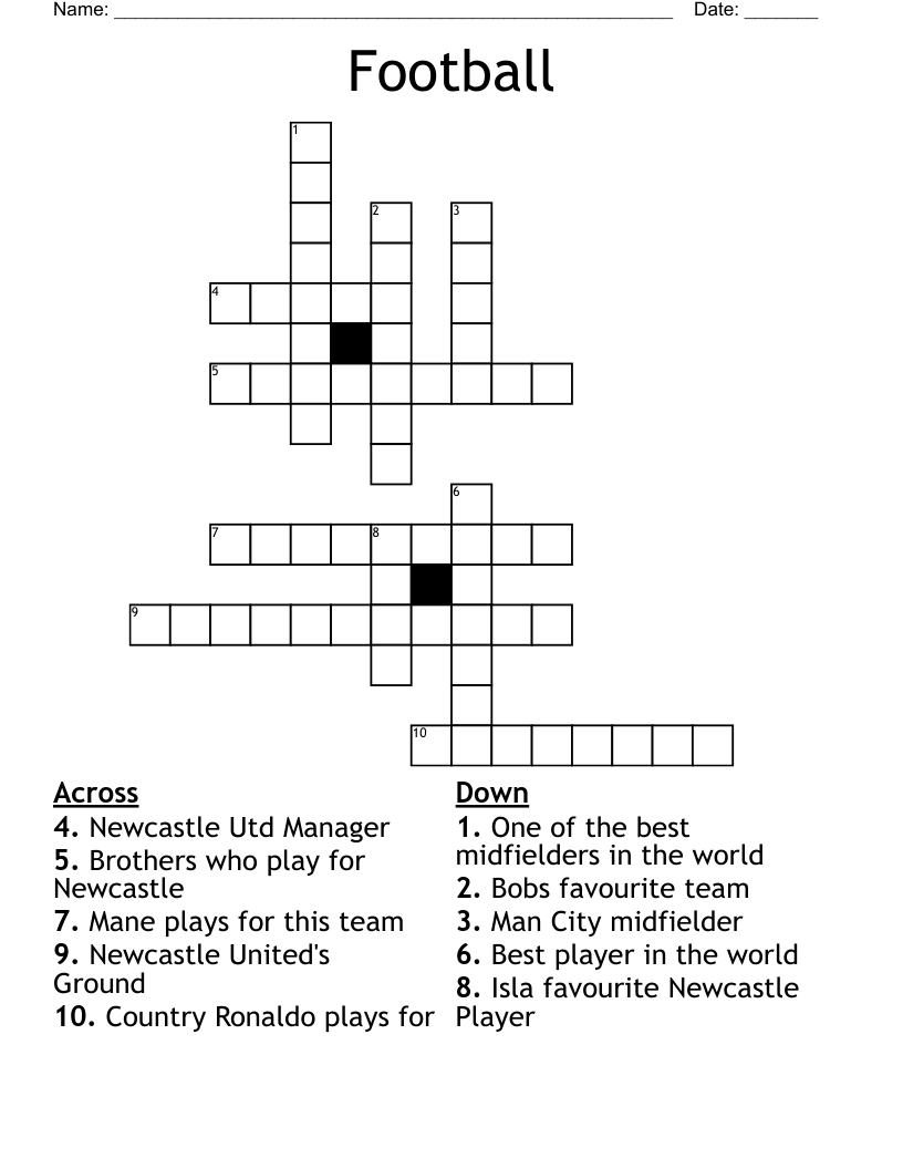 Football Crossword - Wordmint regarding Football Crossword Puzzle Printable