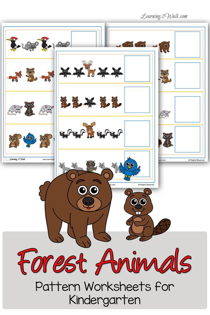 Forest Animals Pattern Worksheets For Kindergarten with regard to Printable Animal Patterns Worksheet