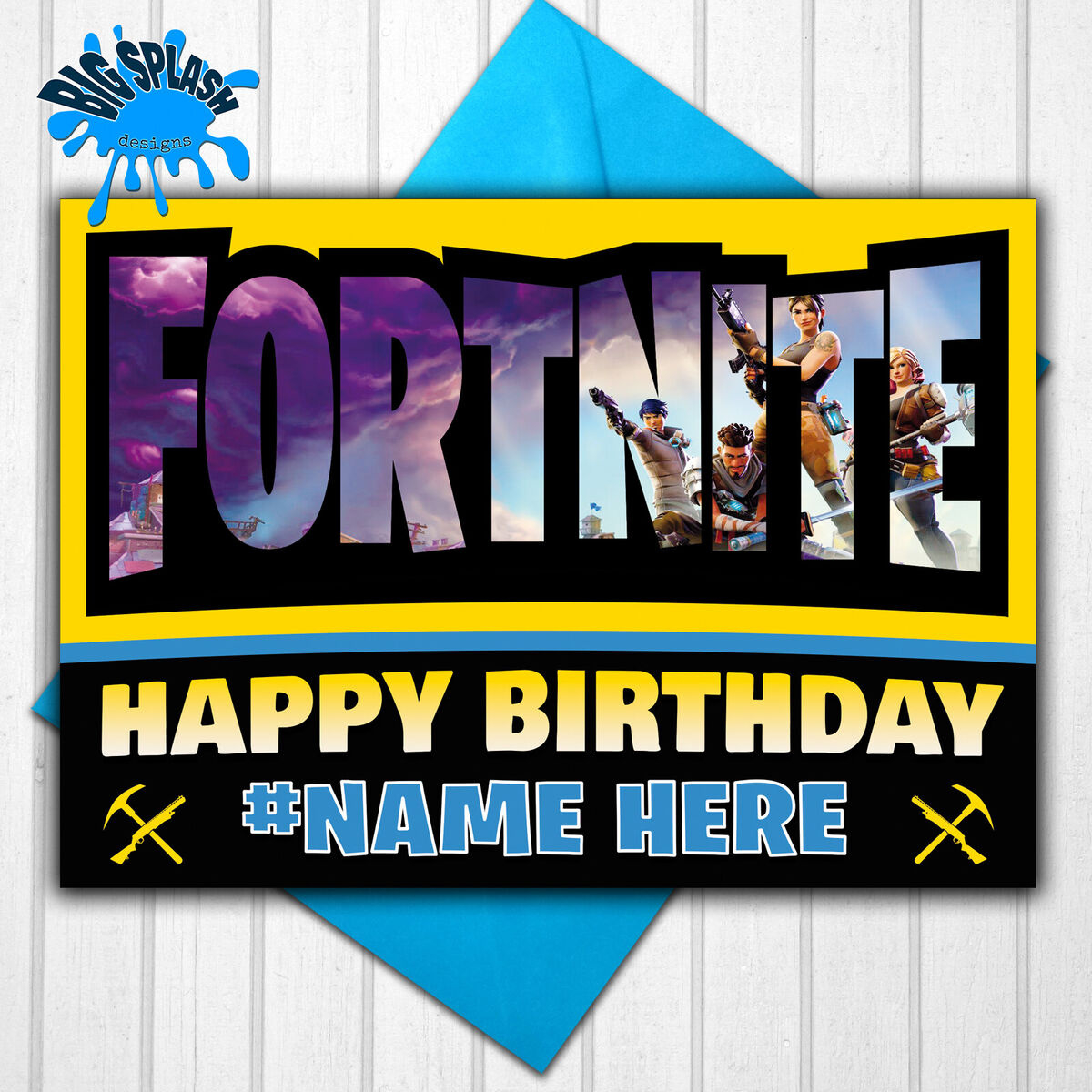 Fortnite Personalised Birthday Card Any Name/Relative in Fortnite Birthday Card Printable