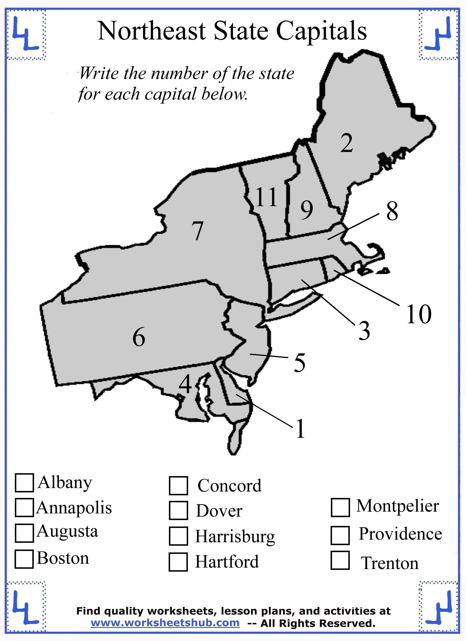 Fourth Grade Social Studies - Northeast Region States And Capitals pertaining to Northeast States and Capitals Quiz Free Printable
