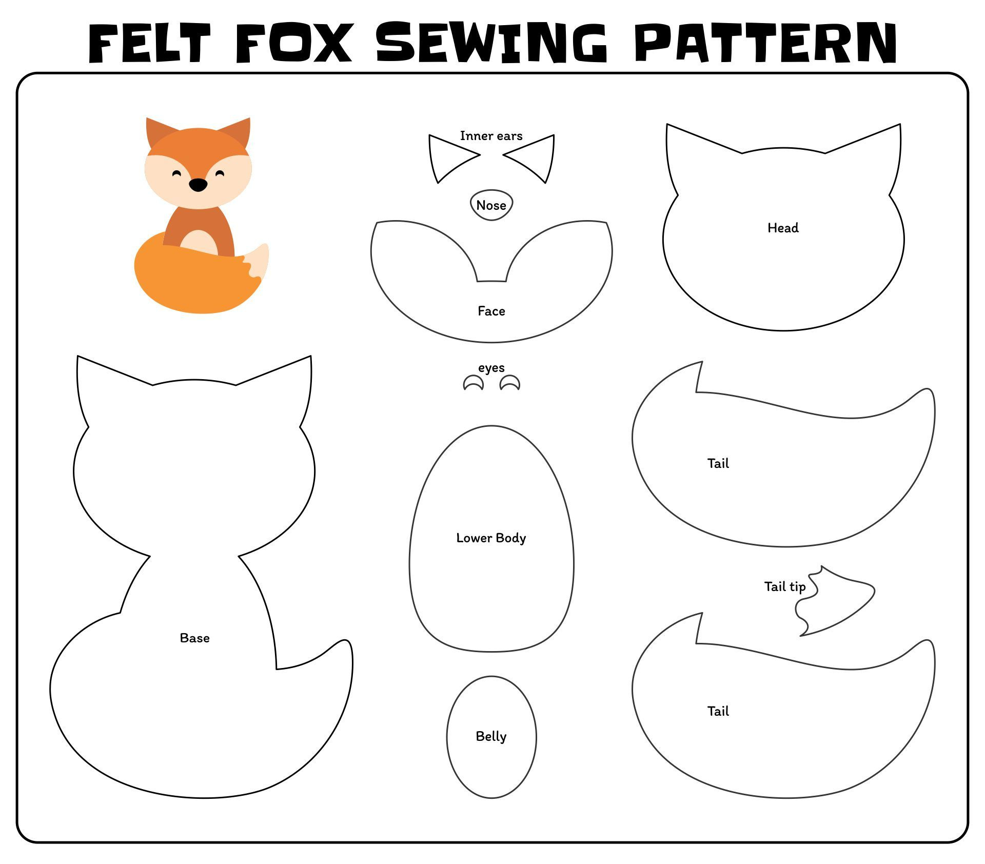 Fox Pattern - 10 Free Pdf Printables | Printablee throughout Printable Free Fox Sewing Pattern