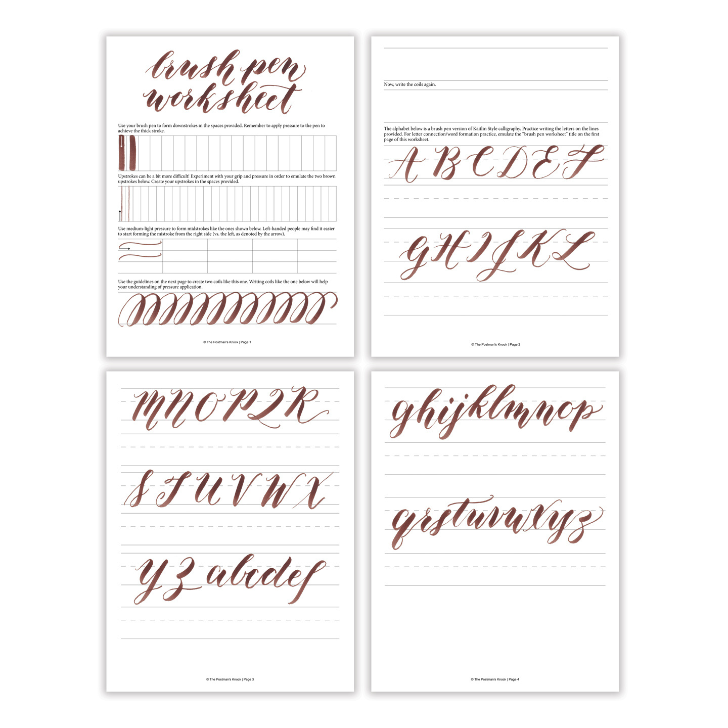 Free Basic Brush Pen Calligraphy Worksheet – The Postman&amp;#039;S Knock in Calligraphy Worksheets Printable Free