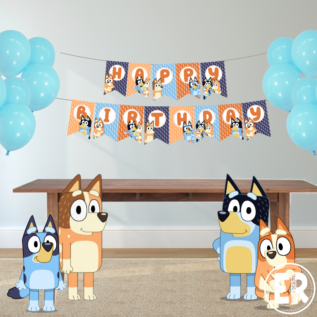 Free Bluey Birthday Banner | Ellierosepartydesigns in Bluey Party Printables Free