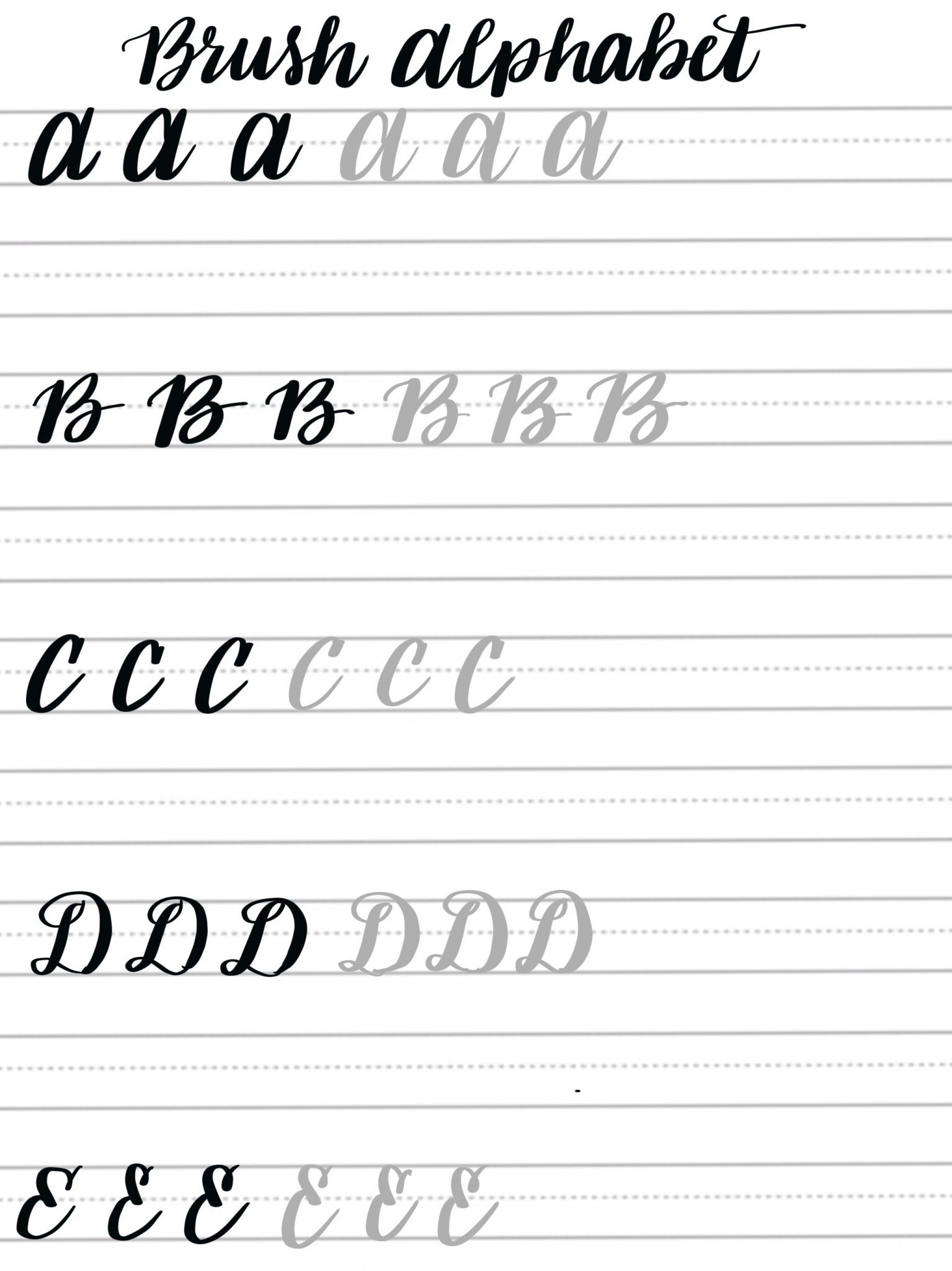 Free Brush Lettering Practice Sheets: Uppercase Alphabet - Amy within Brush Lettering Practice Sheets Printable Free