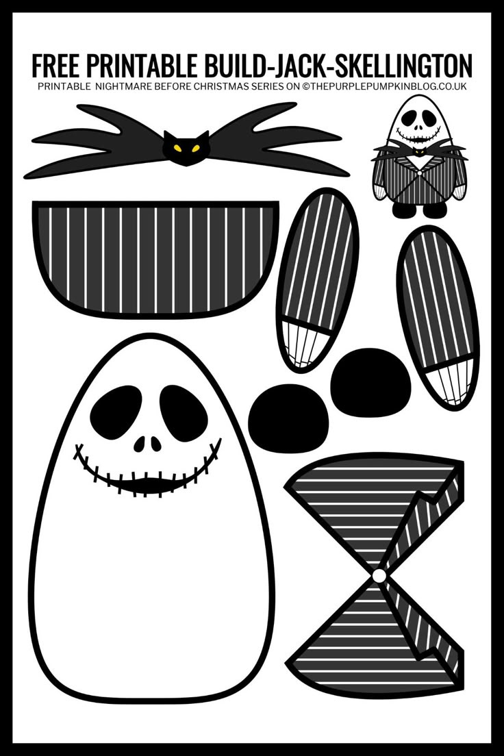 Free Build Jack Skellington Printable For Halloween &amp;amp; Christmas! throughout Jack Skellington Stencil Free Printable