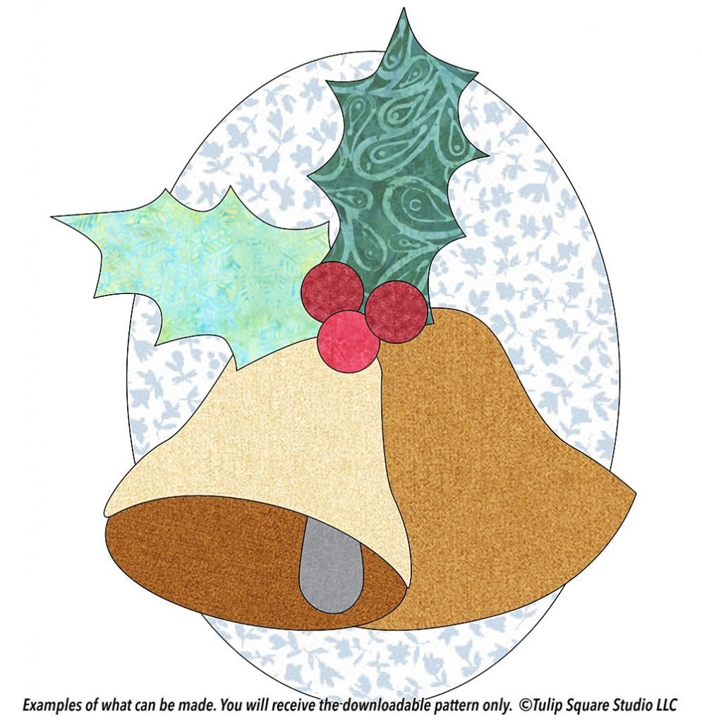 Free Christmas Appliqué Pattern - Bells And Holly - Tulipsquare throughout Free Printable Christmas Applique Patterns