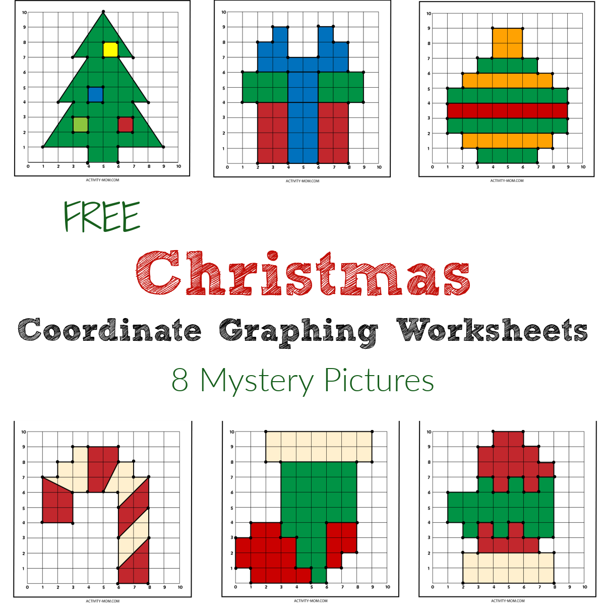 Free Christmas Coordinate Graphing Worksheets - The Activity Mom throughout Free Printable Coordinate Graphing Pictures Worksheets Christmas