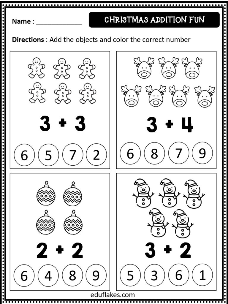 Free Christmas Math Worksheets For Kindergarten - Eduflakes within Printable Kindergarten Math Worksheets