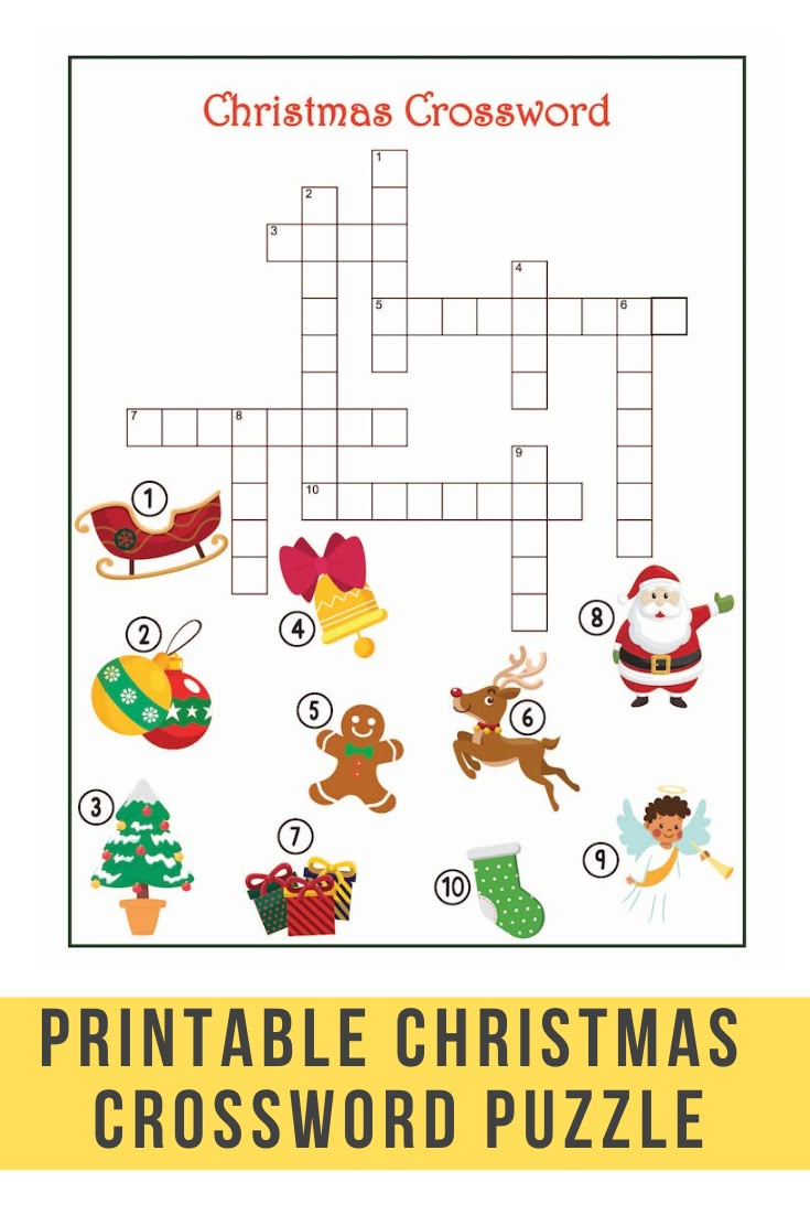 Free Christmas Printable Crossword Puzzle inside Easy Christmas Crossword Puzzles Printable