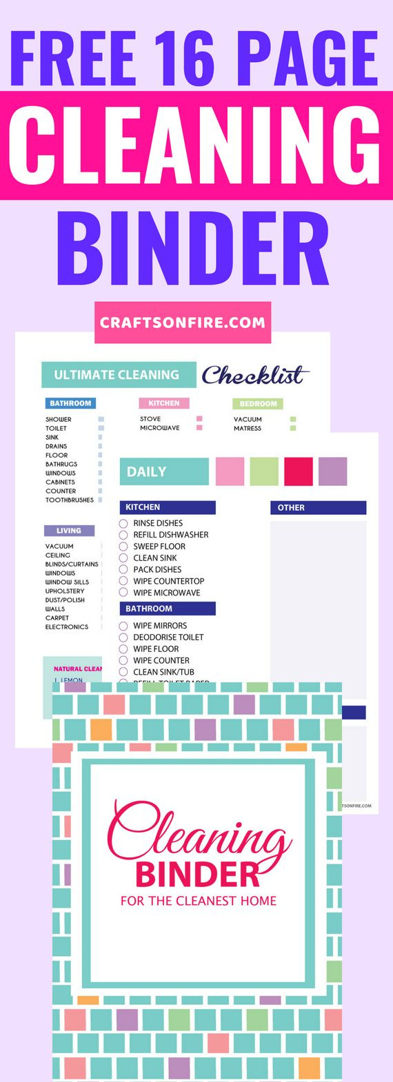 Free Cleaning Binder - Craftsonfire in Free Printable Cleaning Binder