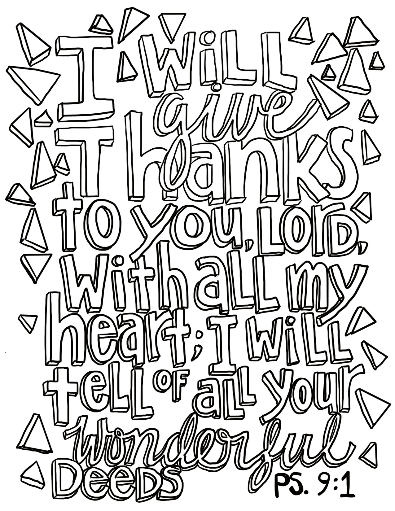 Free Coloring Page Psalm 9:1 – From Victory Road with Free Printable Psalm Coloring Pages