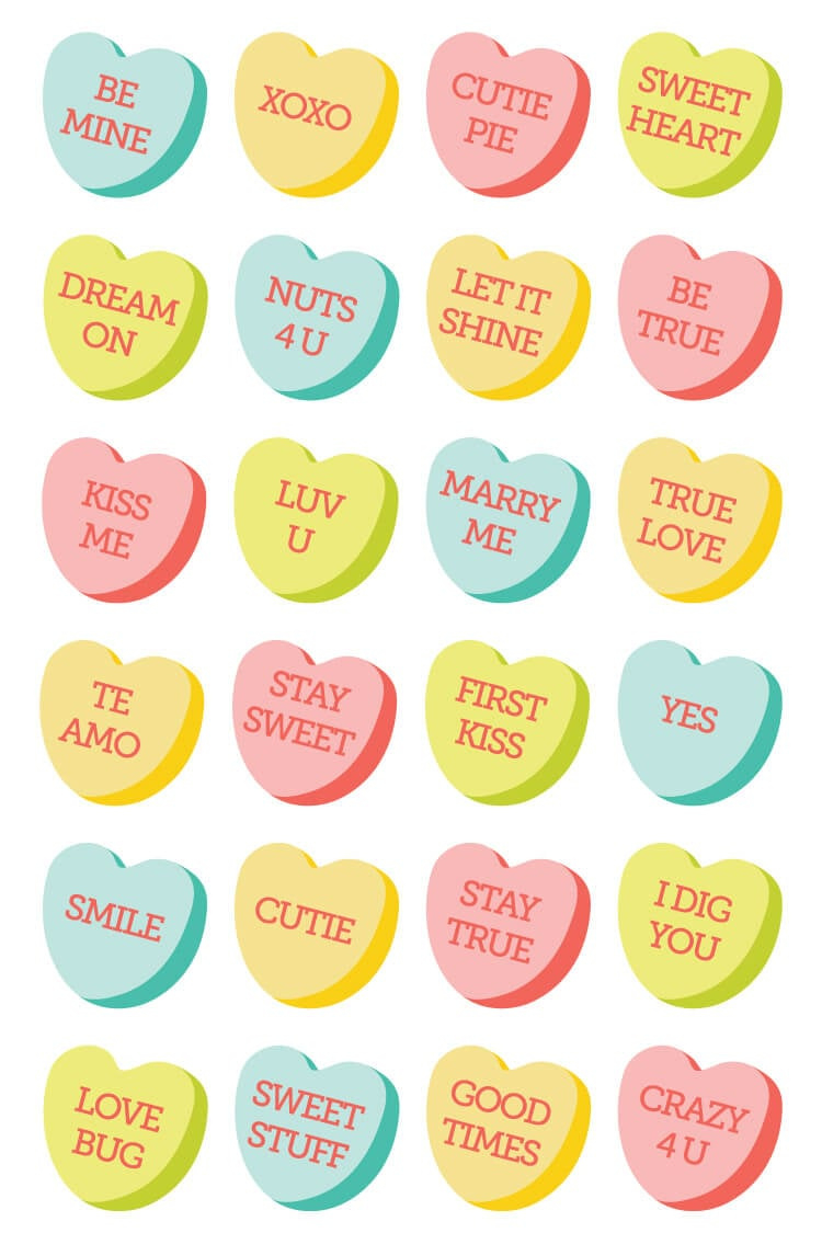 Free Conversation Hearts Clipart + Svg Cut Files - Hey, Let&amp;#039;S Make with Free Printable Conversation Hearts