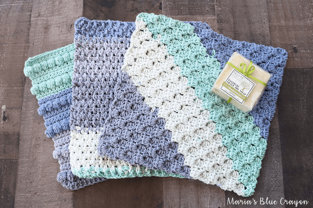 Free Crochet Washcloth Patterns - Maria&amp;#039;S Blue Crayon with Free Printable Crochet Dishcloth Patterns