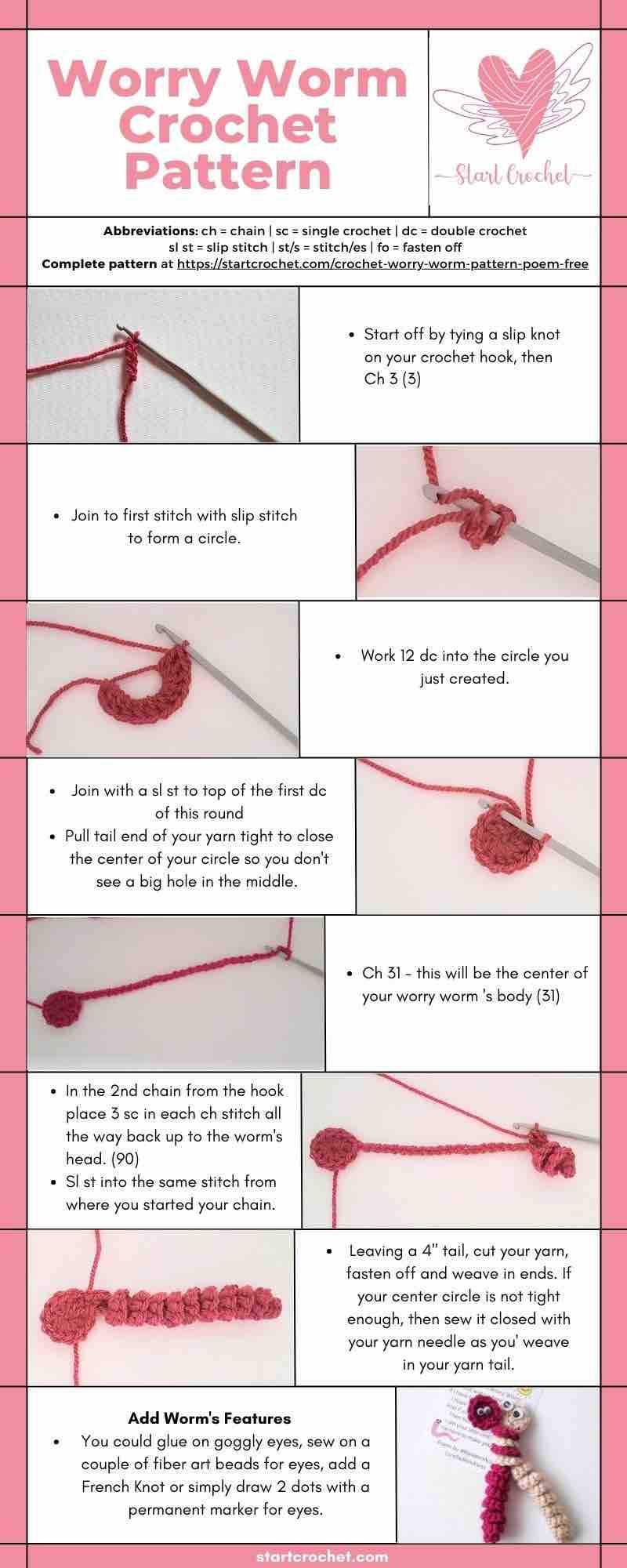 Free Crochet Worry Worm Pattern + (Pdf Printable Poem Tags) throughout Worry Worm Printable Poem Free
