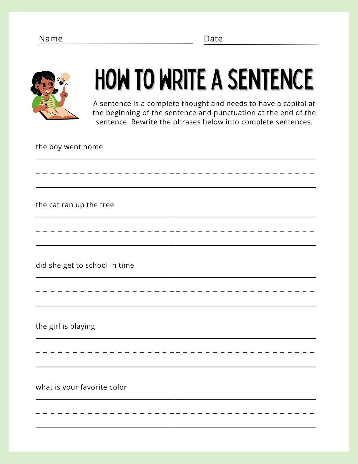 Free Custom 1St Grade Writing Worksheet Templates | Canva regarding Writing Worksheets Printable For Elementary