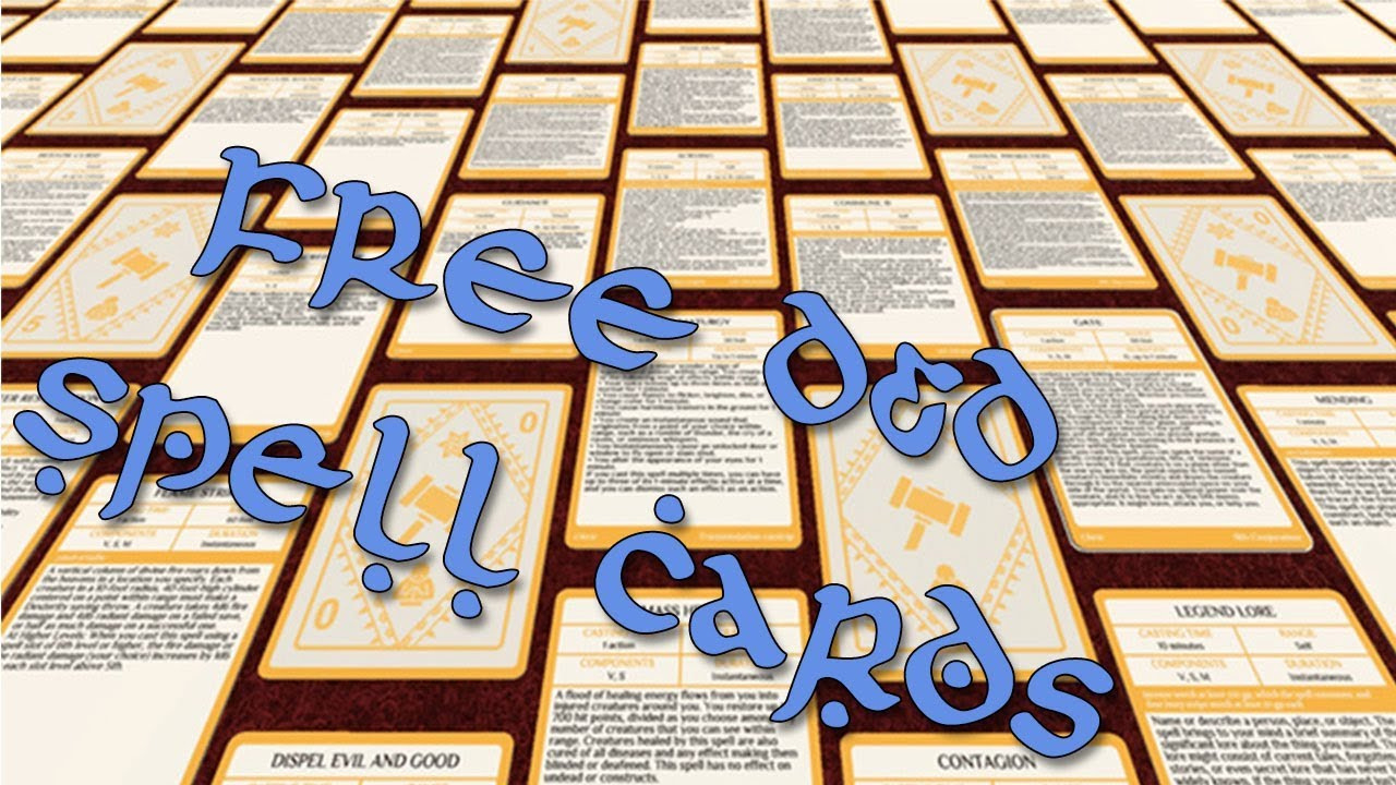 Free D&amp;amp;D Printable Spell Cards (5E) | The Dms Tavern for Free Printable Spell Cards 5E