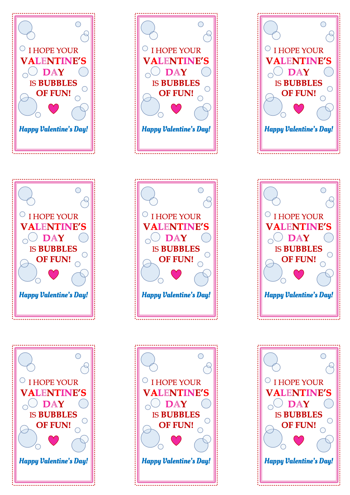 Free Diy Valentine Bubbles Printout - Peachfully Chic inside Bubble Valentine Printable Free