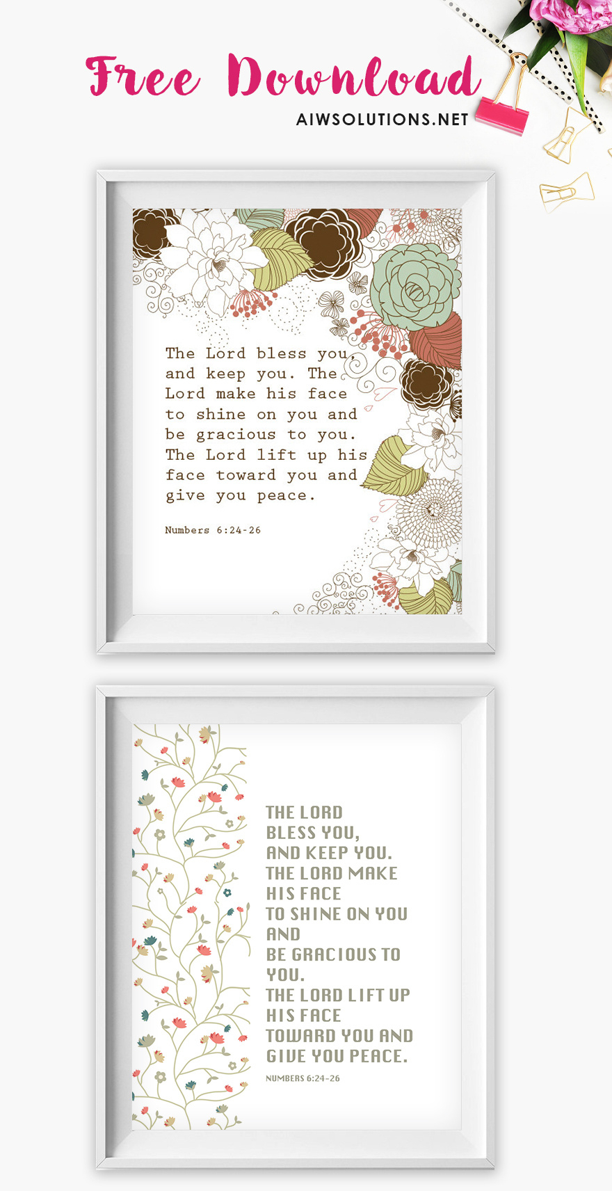 Free Download – Printable Scripture Art with Numbers 6:24-26 Free Printable