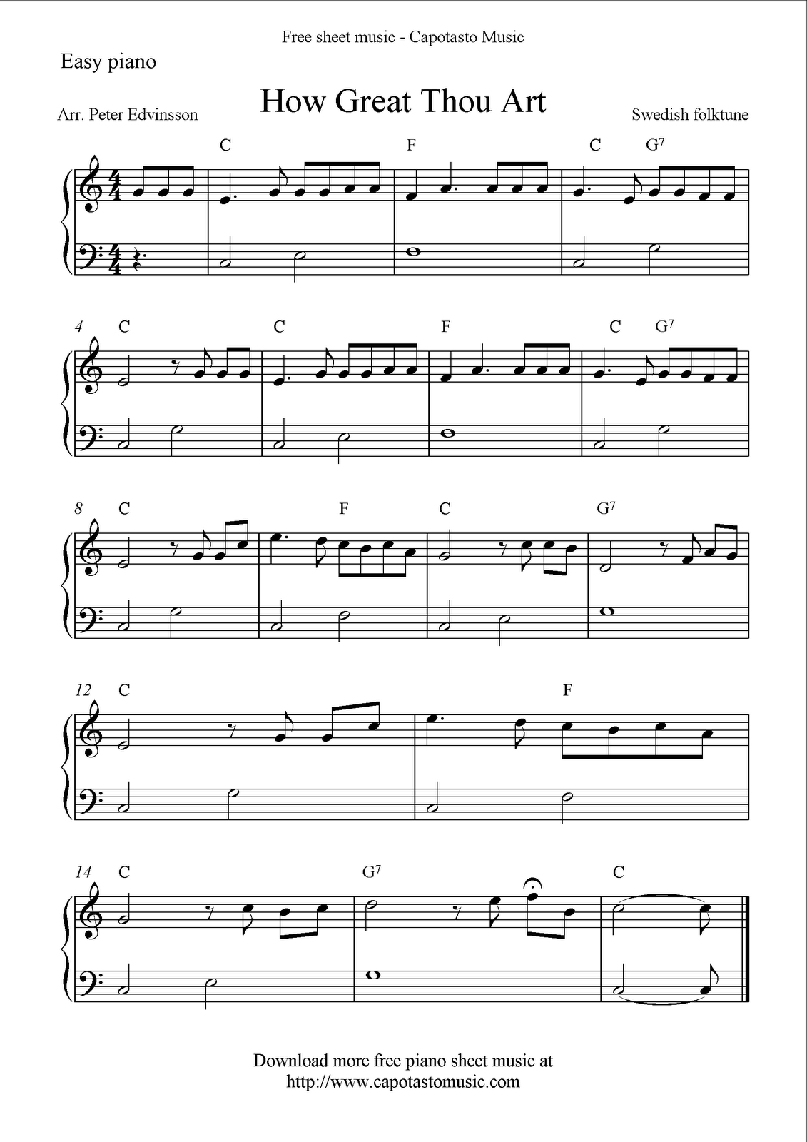 Free Easy Piano Sheet Music, How Great Thou Art - Worksheets Library intended for Easy Sheet Music For Piano Free Printable