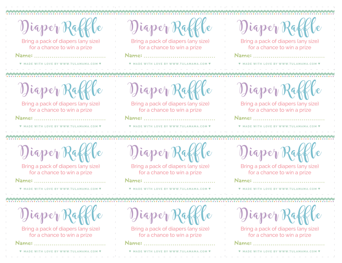 Free, Easy To Print Diaper Raffle Tickets - Tulamama for Diaper Raffle Tickets Free Printable