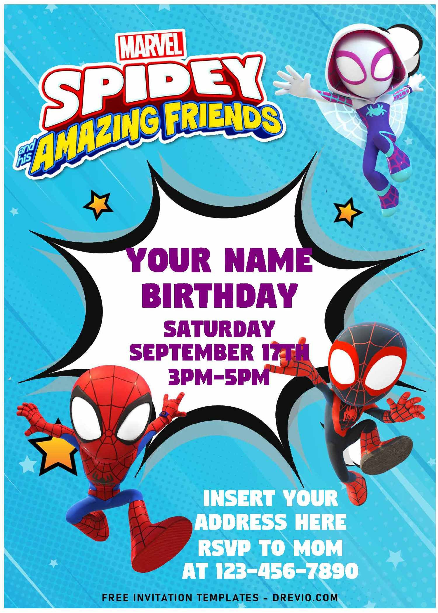 Free Editable Pdf) Epic Spidey And His Amazing Friends Birthday with regard to Free Spiderman Invitations Printable