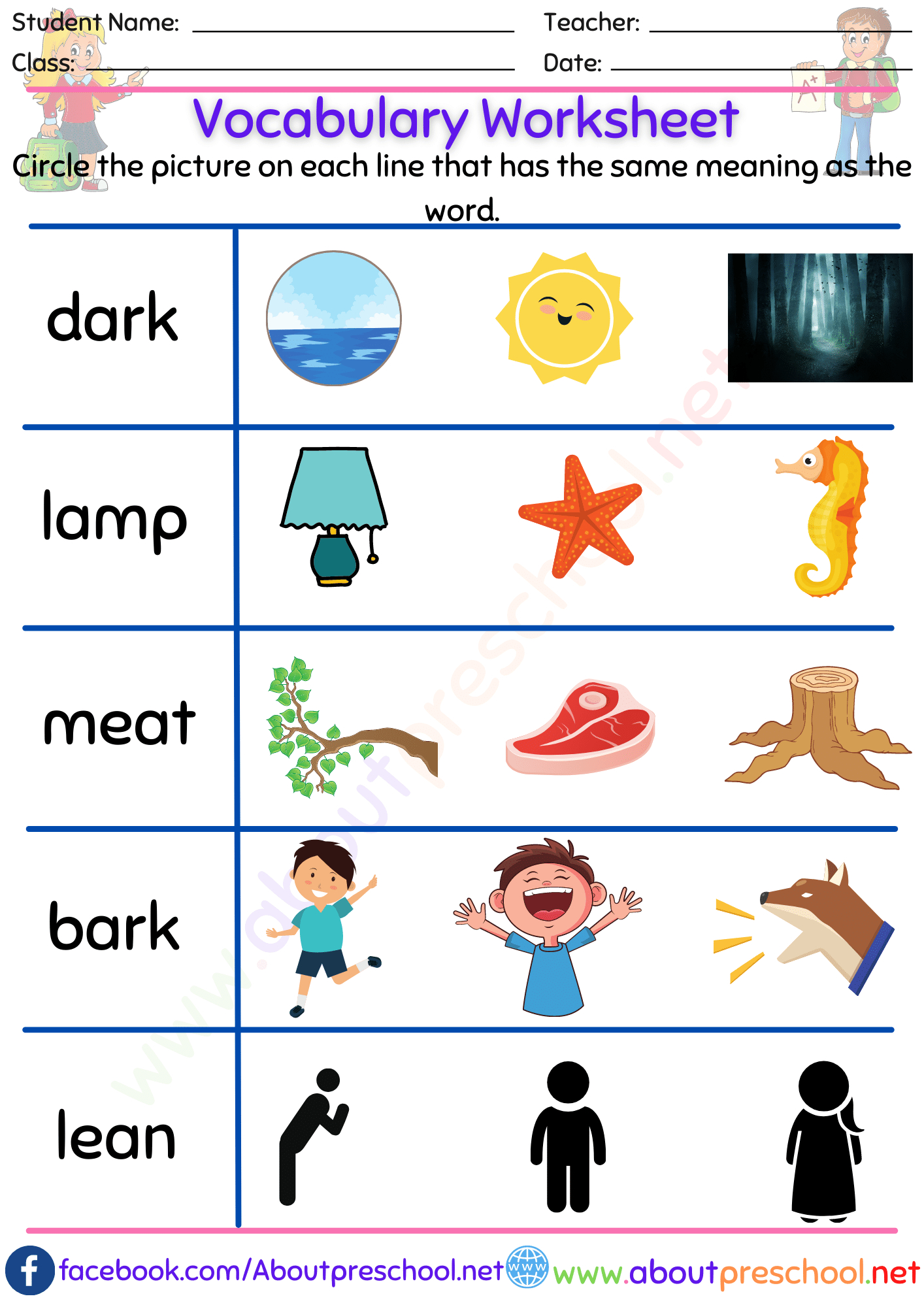 Free English Vocabulary Worksheets Archives - Page 7 Of 8 - About with regard to Vocabulary Printable Worksheets For Grade 1