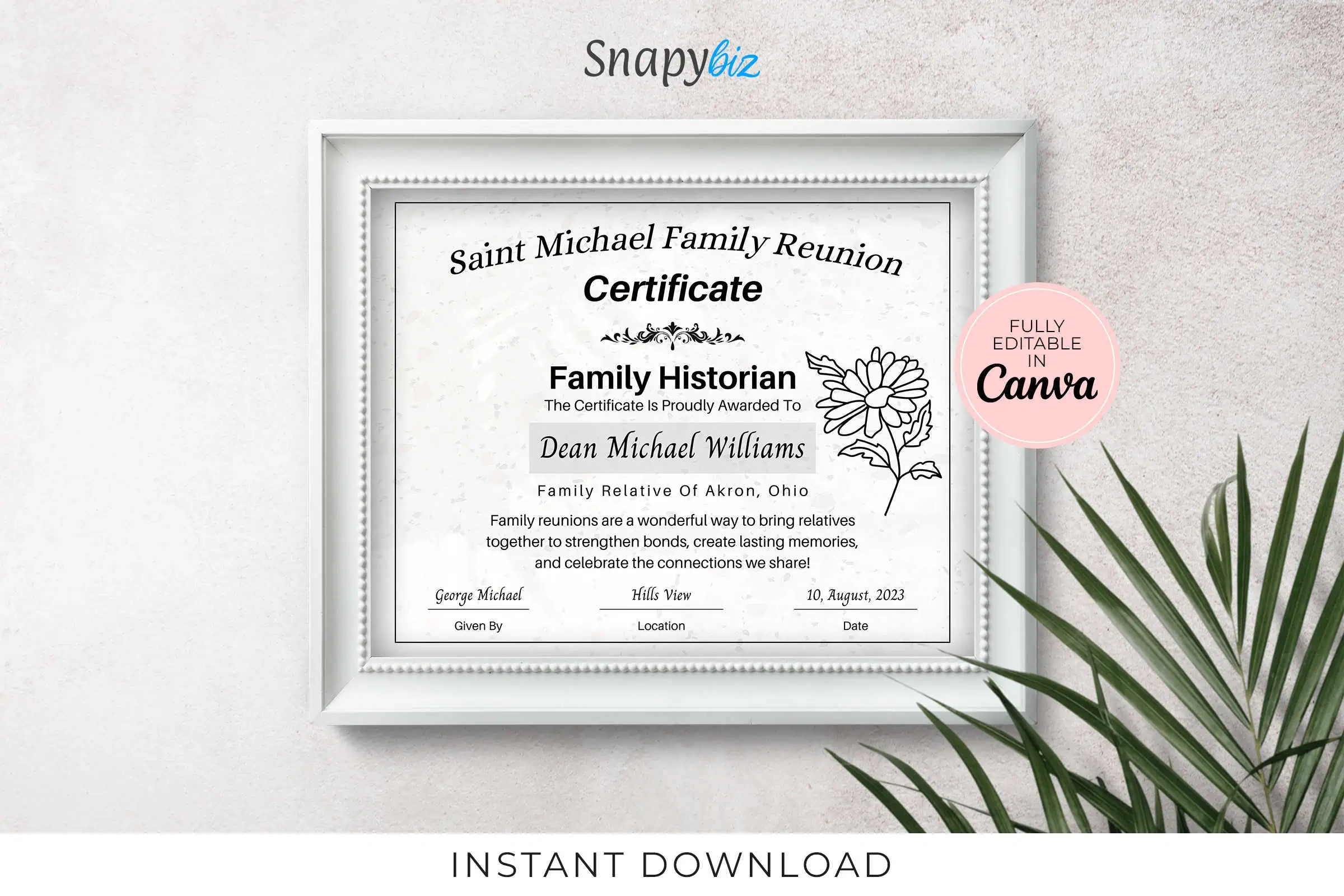 Free Family Reunion Awards Canva Certificate | Snapybiz pertaining to Family Reunion Certificates Free Printable