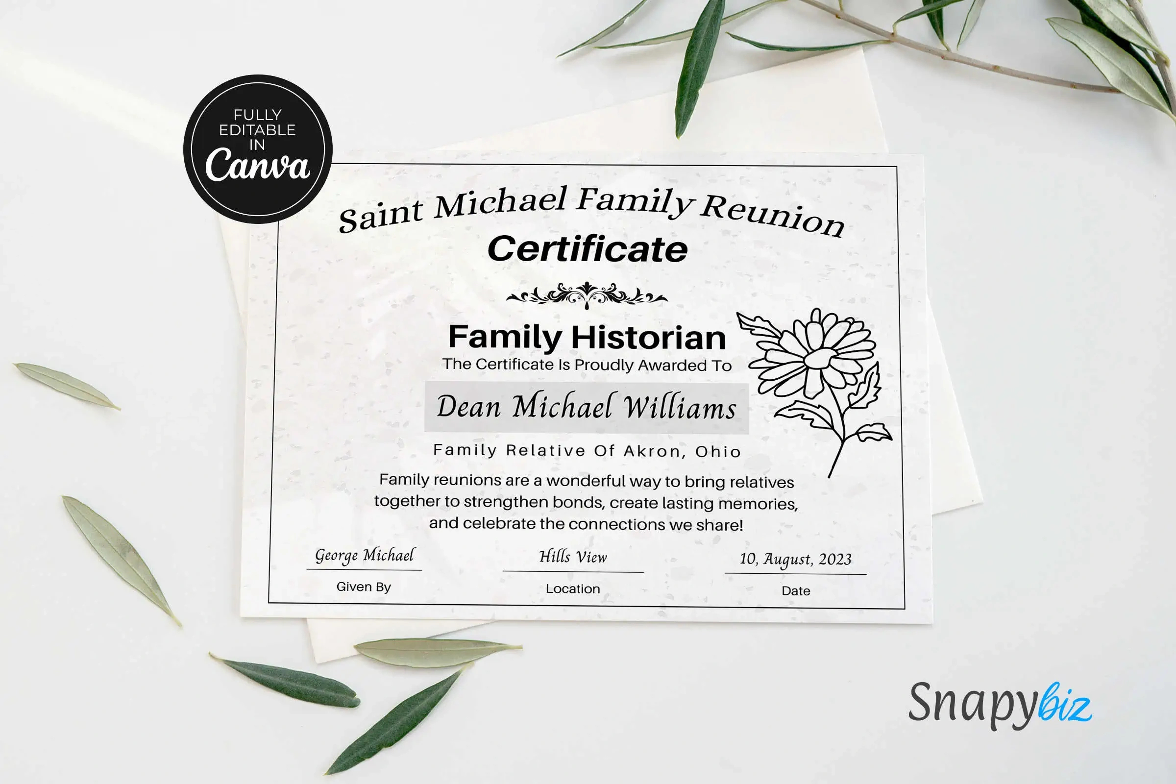 Free Family Reunion Awards Canva Certificate | Snapybiz throughout Family Reunion Certificates Free Printable