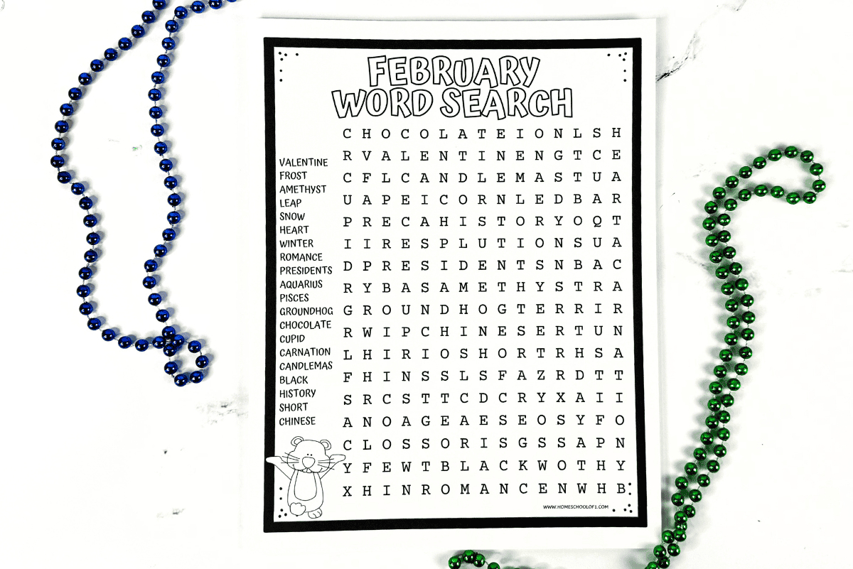 Free February Word Search Printable throughout February Word Search Free Printable