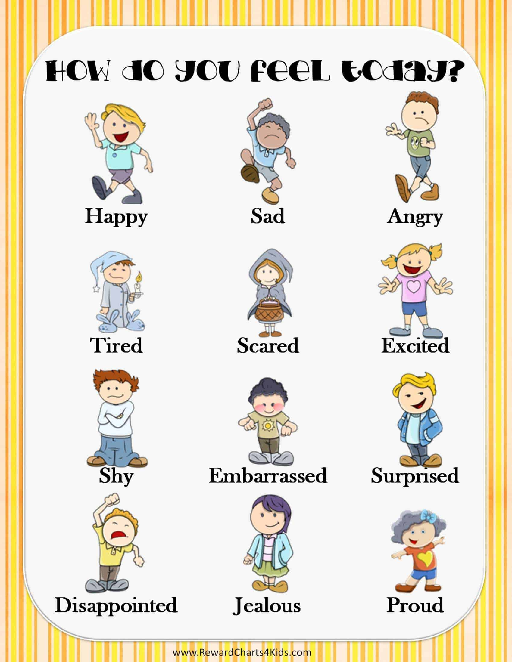 Free Feeling Chart For Kindergarteners With Photos throughout Feelings Chart Printable Free