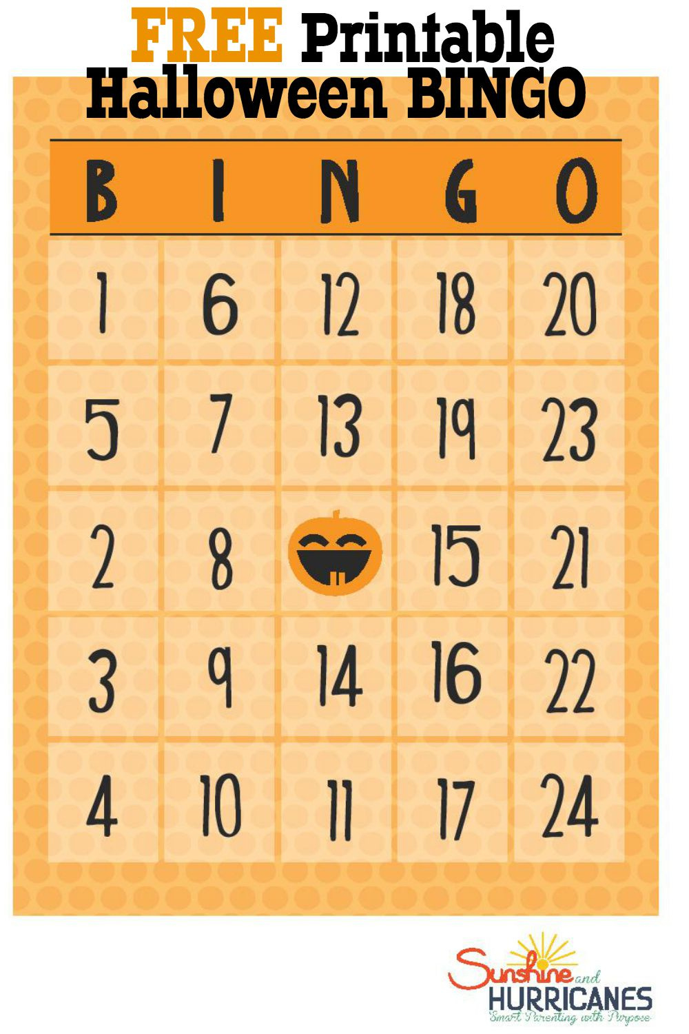 Free Halloween Printables - Bingo within Free Printable Halloween Bingo Cards with Numbers