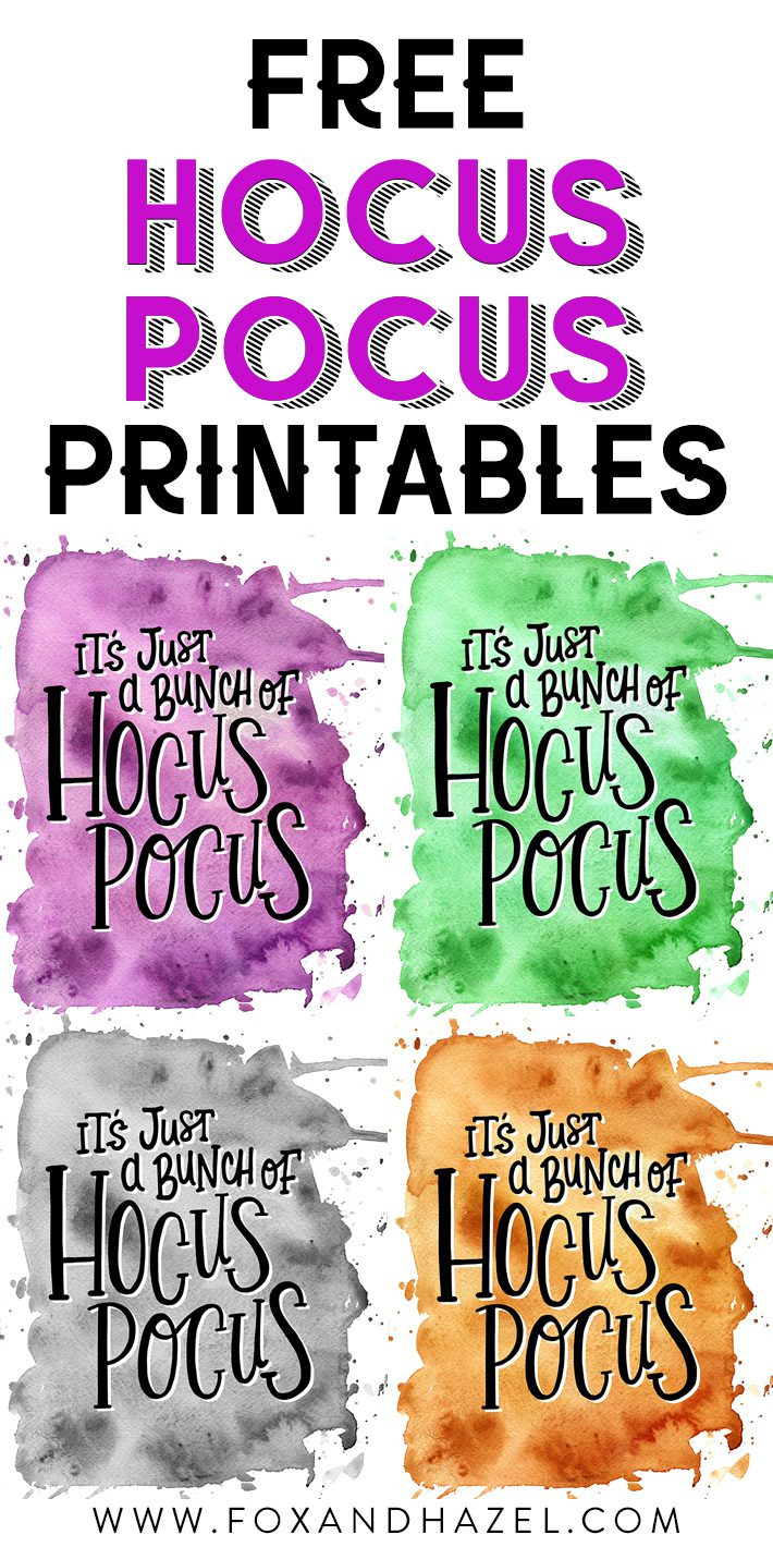 Free Hocus Pocus Printable In 4 Different Colours! | Fox + Hazel with regard to Hocus Pocus Free Printables