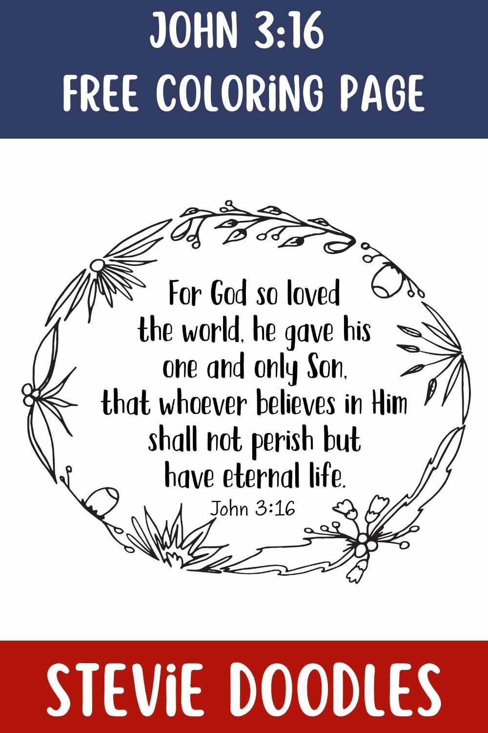 Free John 3:16 Coloring Pages — Stevie Doodles for Free Printable John 3 16