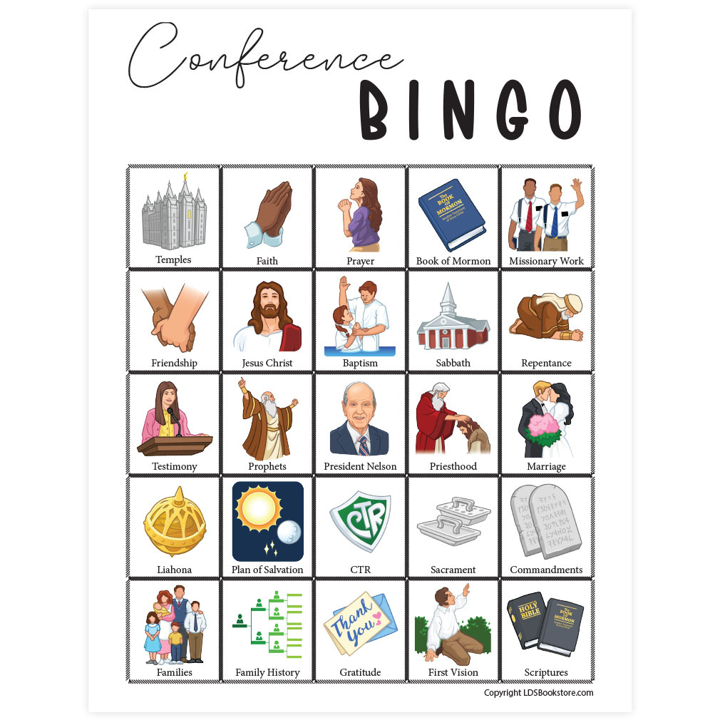 Free Lds General Conference Bingo Printable Activity For Kids within General Conference Bingo Free Printable 2025