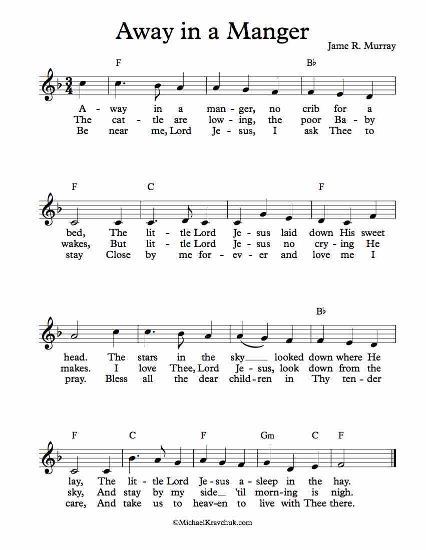 Free Lead Sheet – Away In A Manger (Mueller) – Michael Kravchuk with regard to Free Printable Away In A Manger Piano Sheet Music