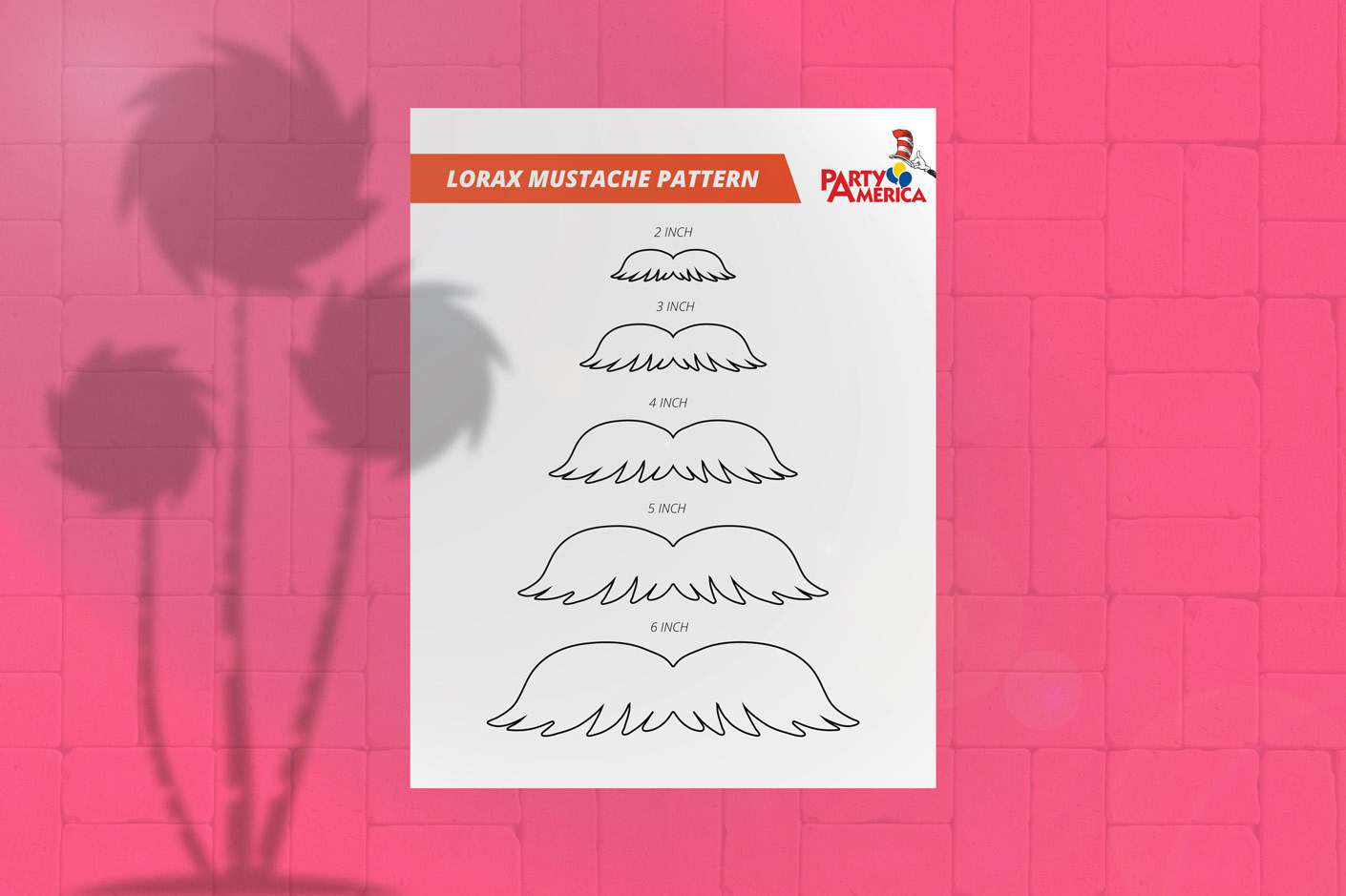Free Lorax Mustache Pattern | Party America intended for Free Printable Lorax Mustache