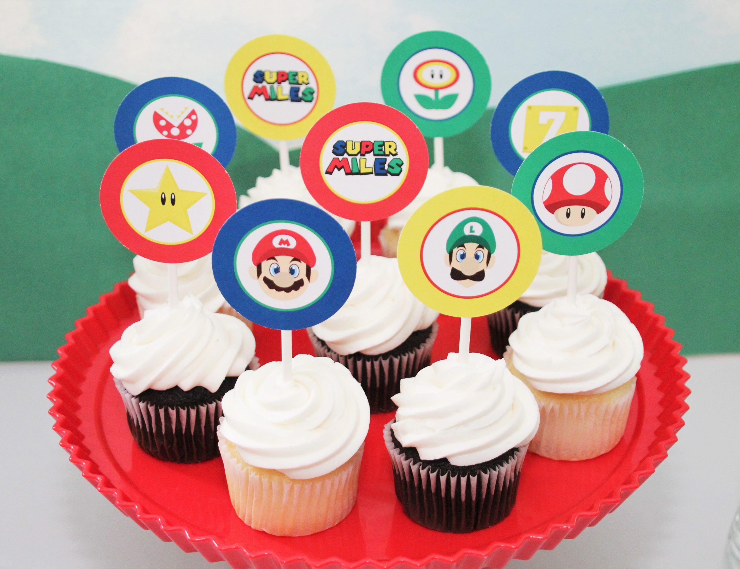 Free Mario Inspired Party Printable Decorations – Instant Download regarding Super Mario Cupcake Toppers Free Printables