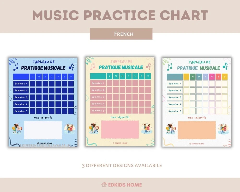 Free Music Practice Chart: Chinese, French, English - Edkids Home pertaining to Free Printable Music Practice Charts