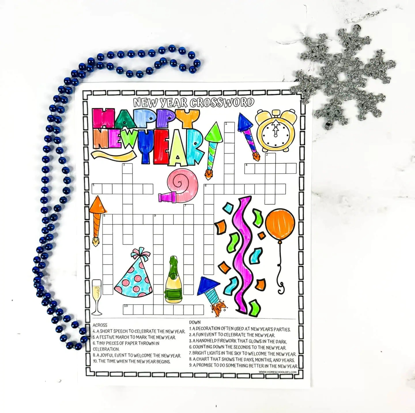 Free New Year Crossword Puzzle Printable pertaining to New Year Crossword Puzzle Printable