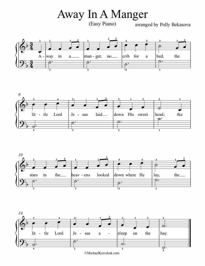 Free Piano Arrangement Sheet Music – Away In A Manger in Free Printable Away In A Manger Piano Sheet Music