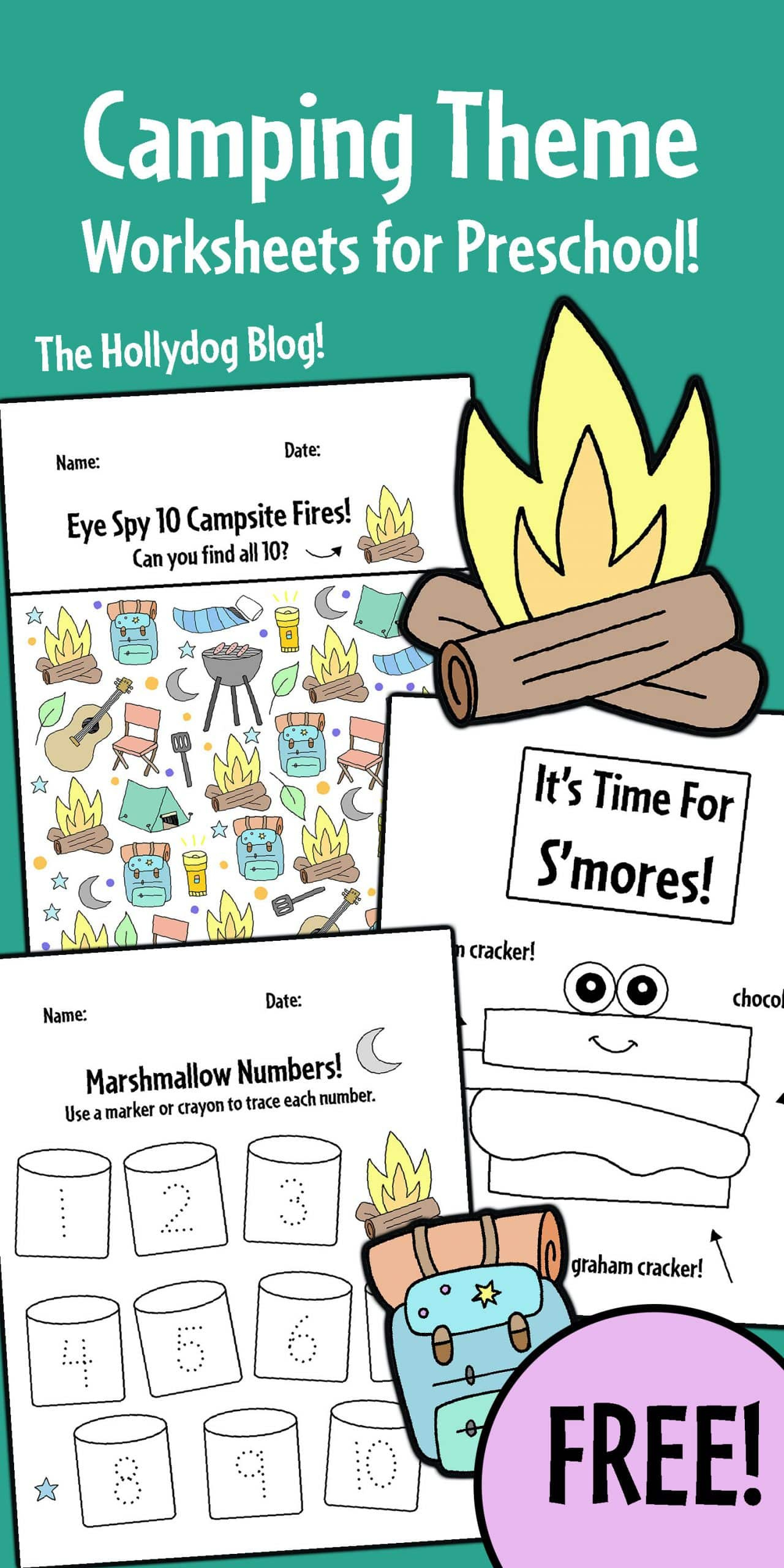 Free Preschool Camping Theme Worksheets! ⋆ The Hollydog Blog with regard to Free Printable Camping Worksheets For Preschoolers