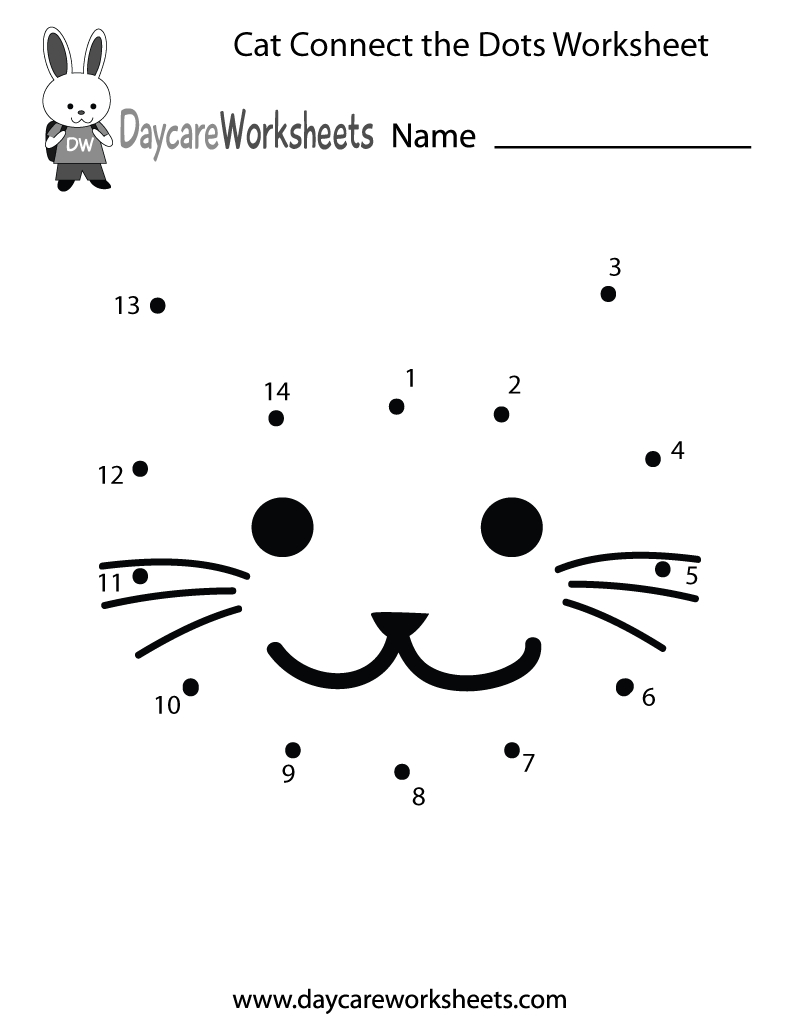 Free Preschool Cat Connect The Dots Worksheet in Counting Cats Worksheet Printable