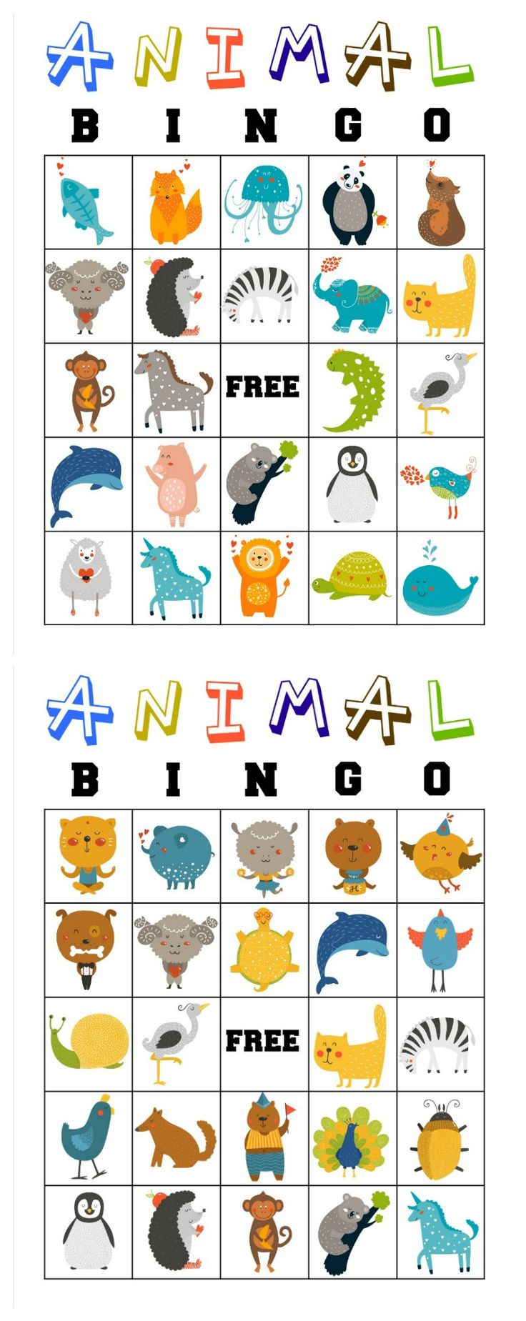 Free Printable Animal Bingo Cards For Toddlers And Preschoolers in 25 Printable Free Printable Animal Bingo Cards