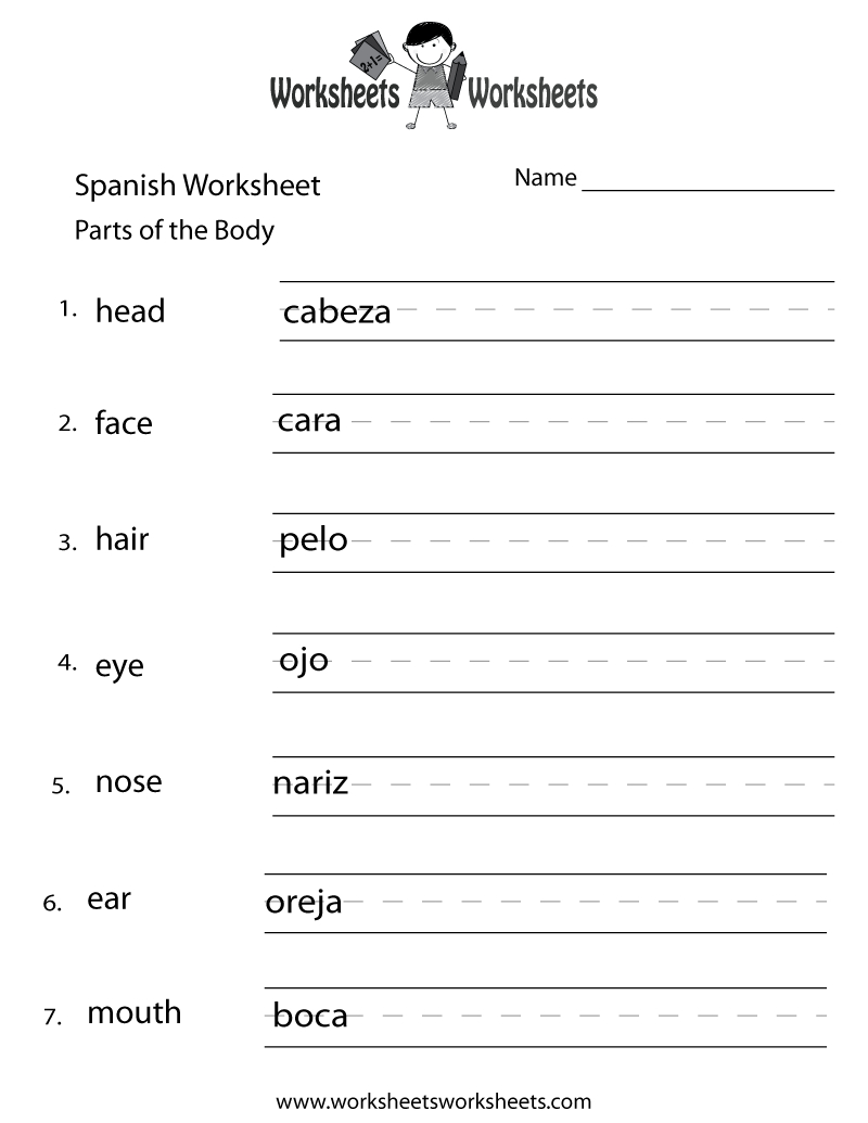 Free Printable Beginning Spanish Worksheet within Free Printables In Spanish